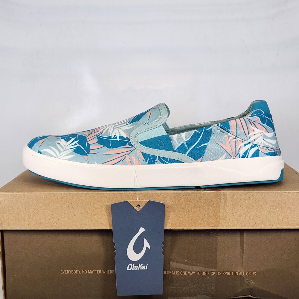 OluKai Lae'ahi Pa'i Slip On Shoes Men Size 9 Swell Aloha Tropical Floral Print